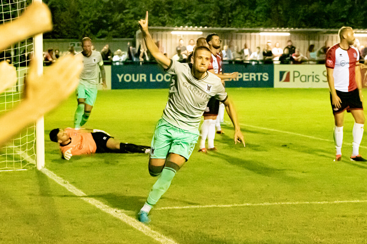 Luke Hallett-1_GOAL CELEBRATION_Sholing 0-3 AFC Totton_Tue13Aug2024.jpg